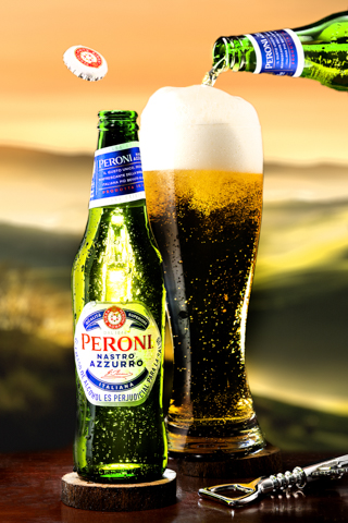 cerveza peroni atardecer FOTOGRAFÍA DE PRODUCTO
